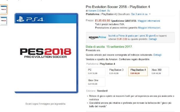 pes 2018 amazon